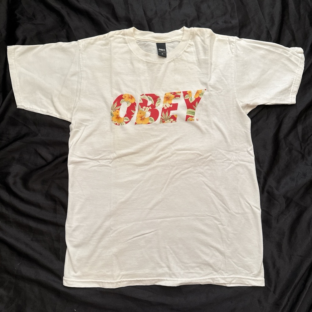 Obey Cream Floral Graphic Tee
